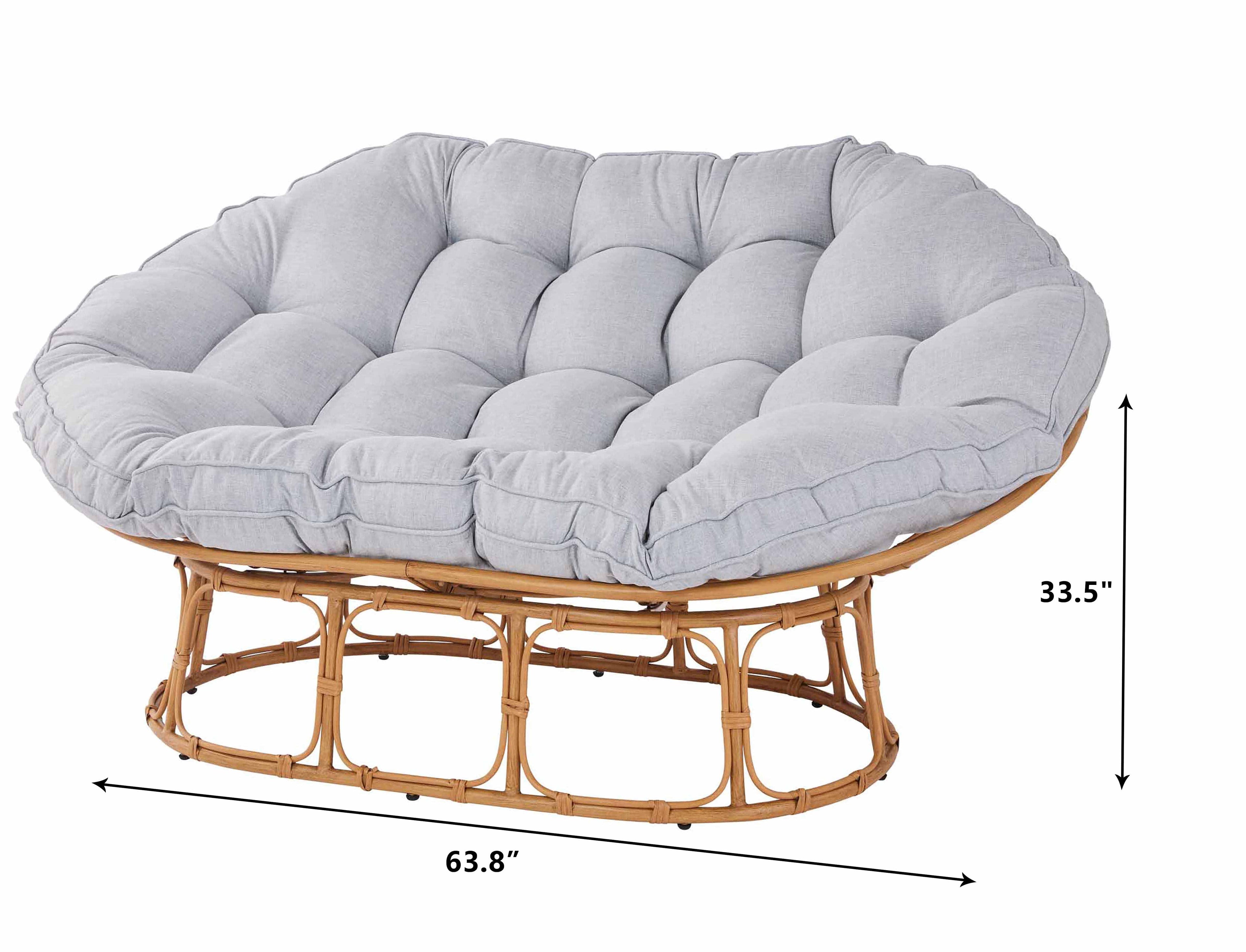 Double Papasan Accent Chair, Grey Linen