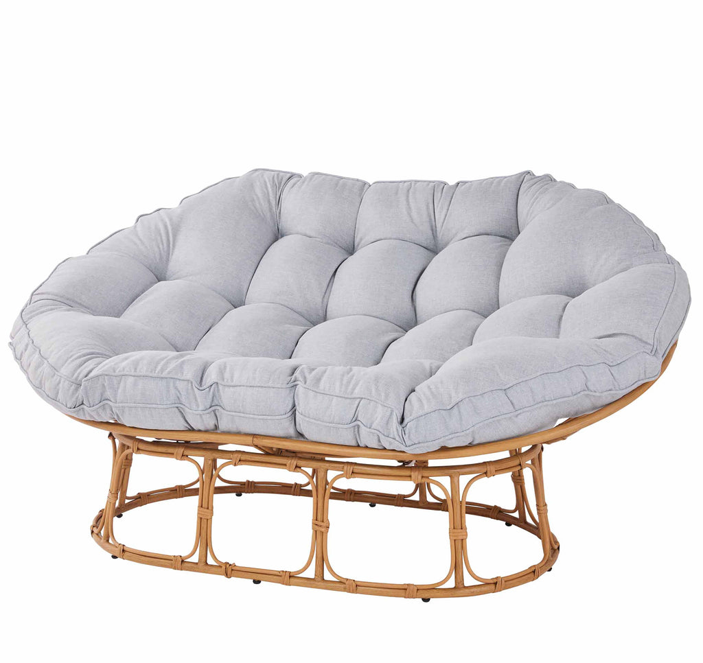 Double Papasan Accent Chair, Grey Linen