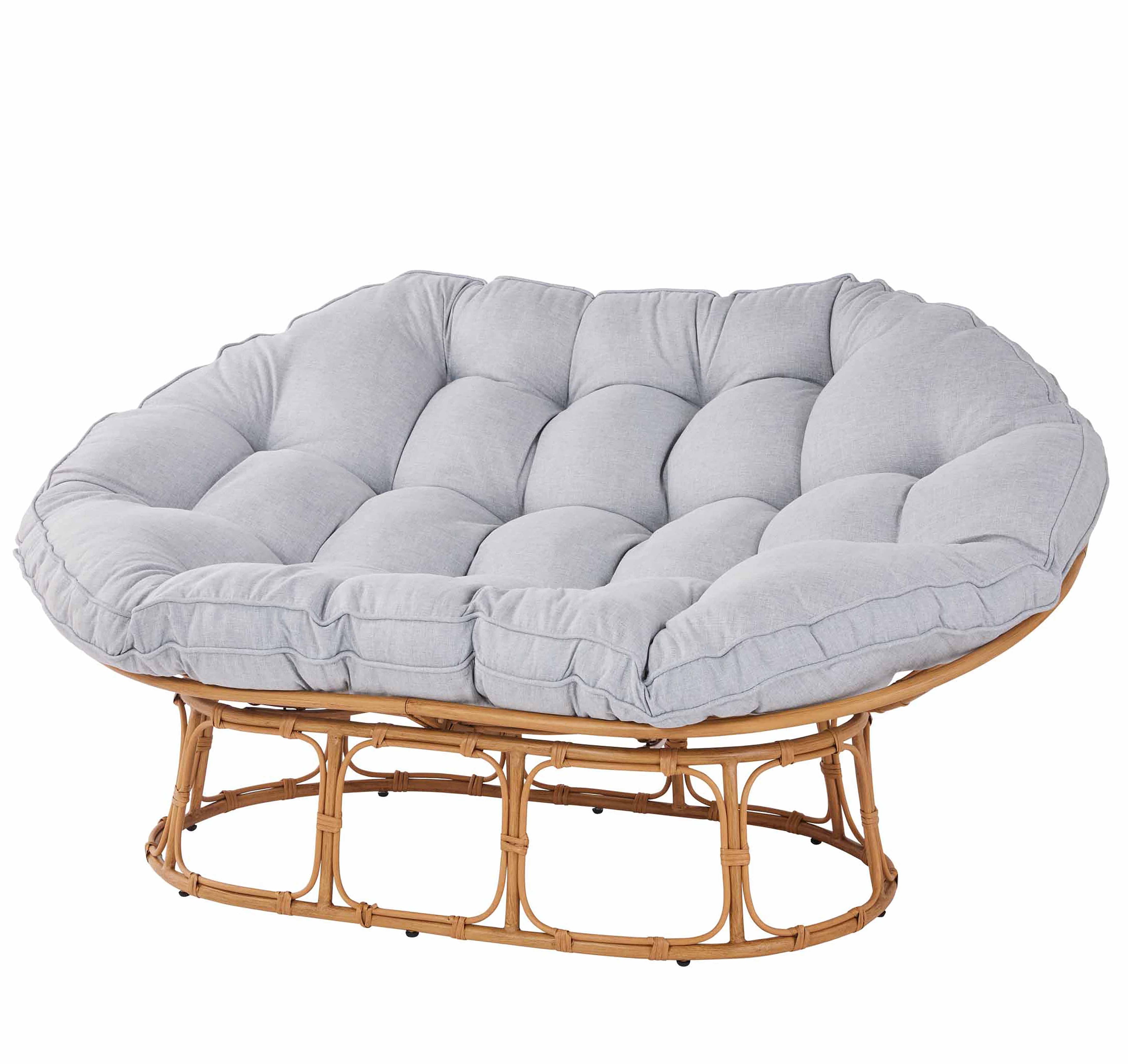 Double Papasan Accent Chair, Grey Linen