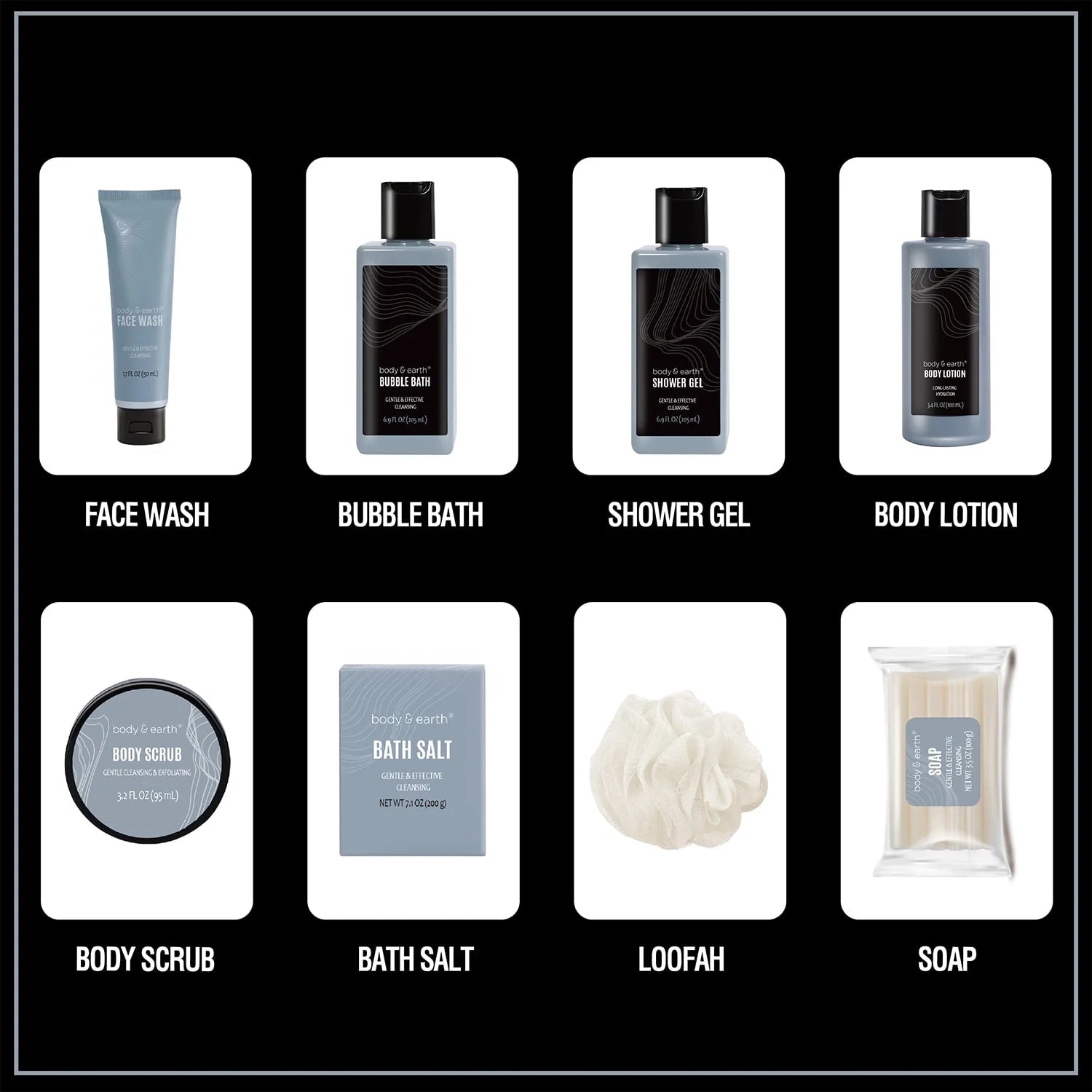 Bath Body Care Spa Gift Basket Sets for Men - 8 Pcs Luxury Bath Set Skin Care Kit Valentine'S Day Birthday Gifts for Him